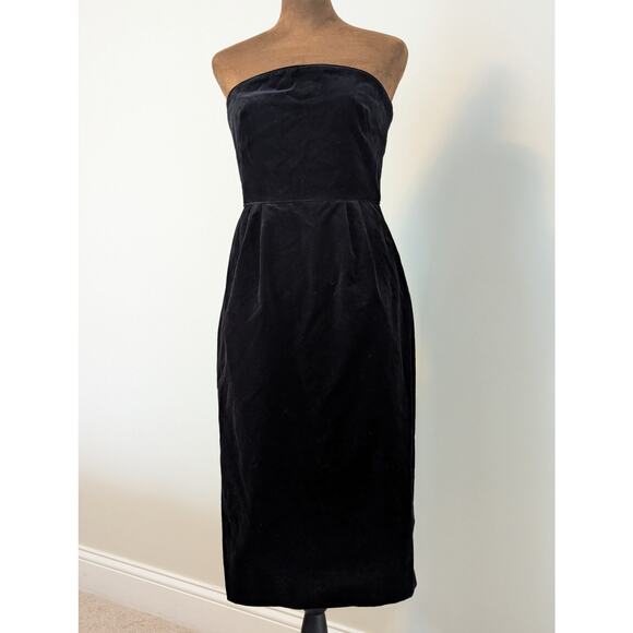 J. Crew Dresses & Skirts - J.Crew Black Velvet Strapless Dress Empire Waist Silk Lined Pencil Dress US 6
